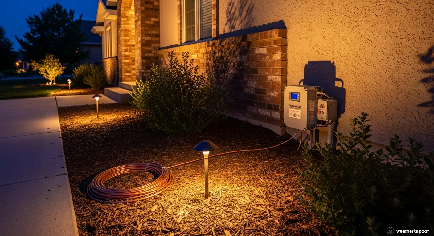 Professional outdoor landscape lighting illuminating a residential property