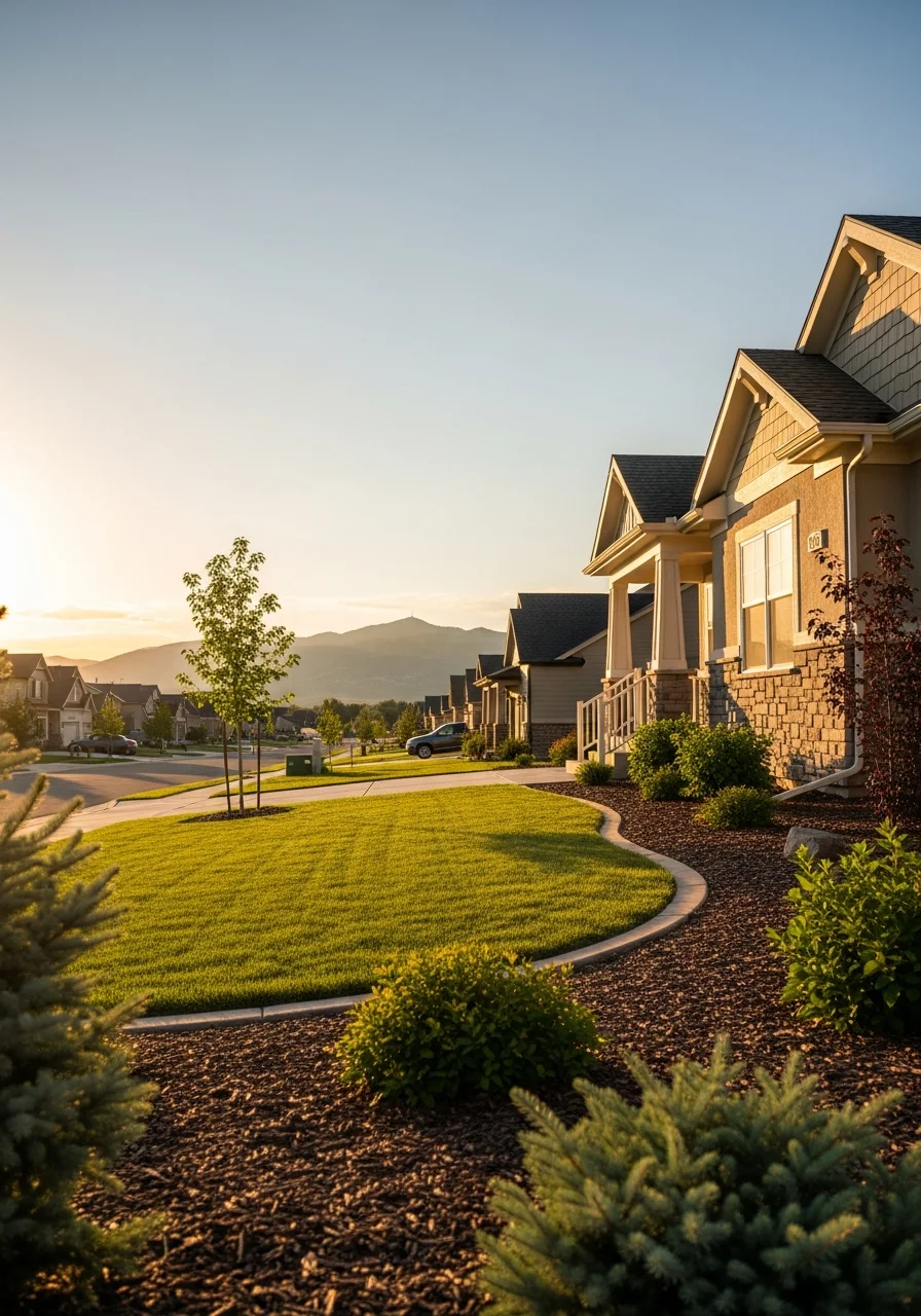 Rye residential home with mountain setting and natural surroundings in portrait view.